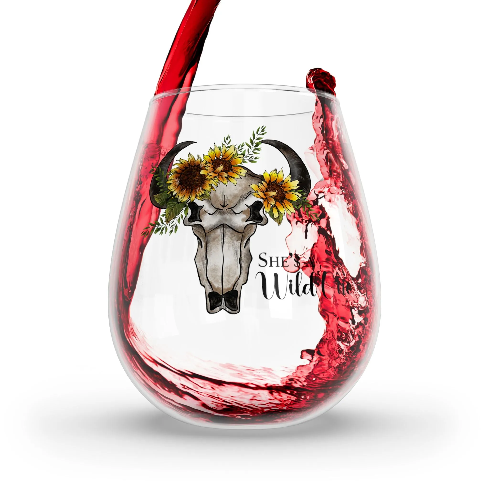 "She's a Wild One" Stemless Wine Glass