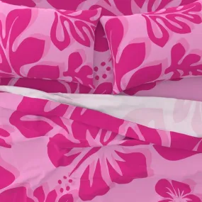 Raspberry Pinks Hawaiian Flowers Sheet Set from Surfer Bedding™️ Large Scale