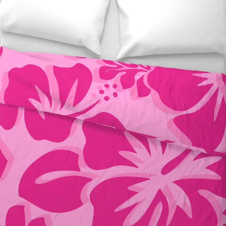 Raspberry Pinks Hibiscus and Hawaiian Flowers Duvet Cover -Large Scale