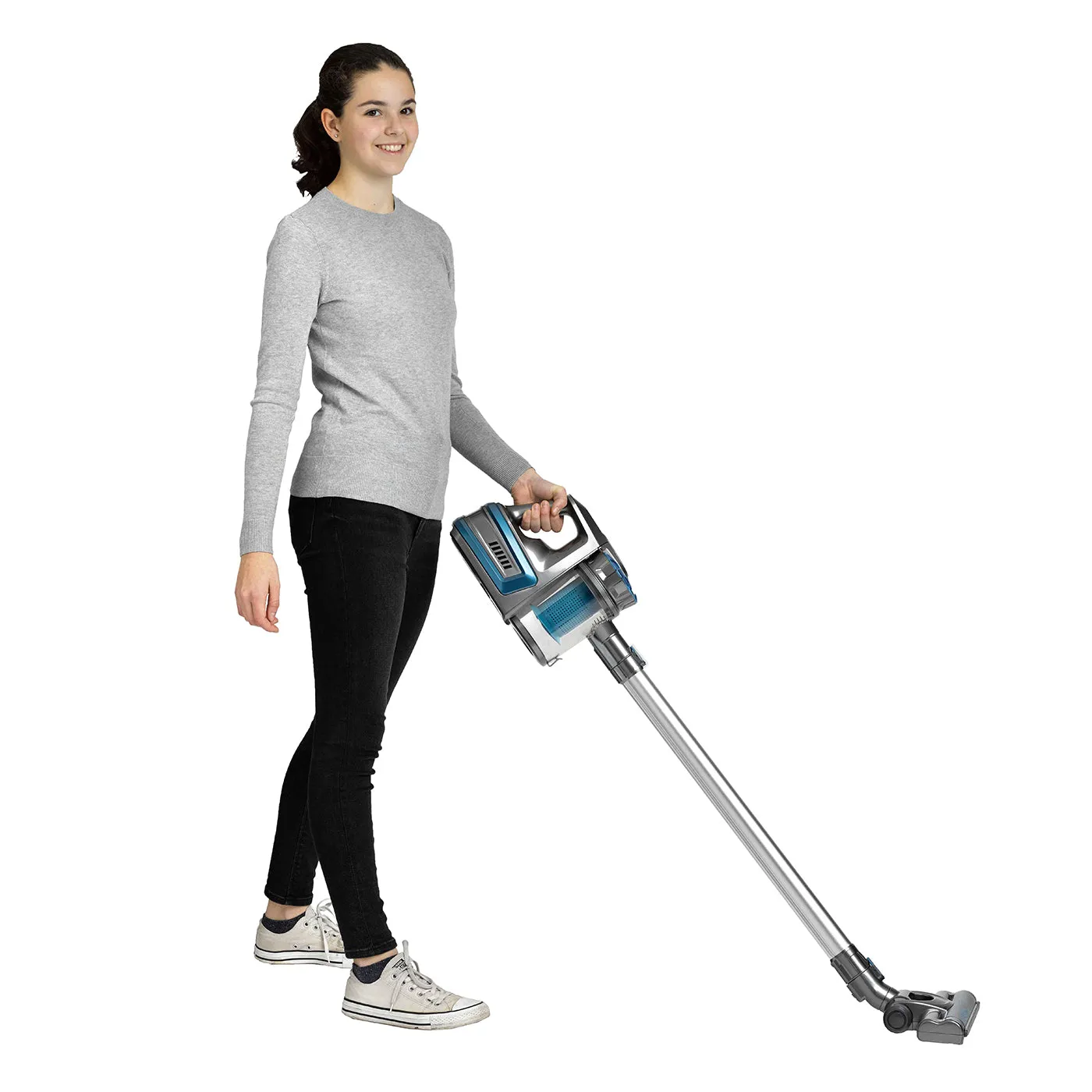 Rechargeable Hand-held Stick Cordless Vacuum Cleaner (Blue/Grey) 150W