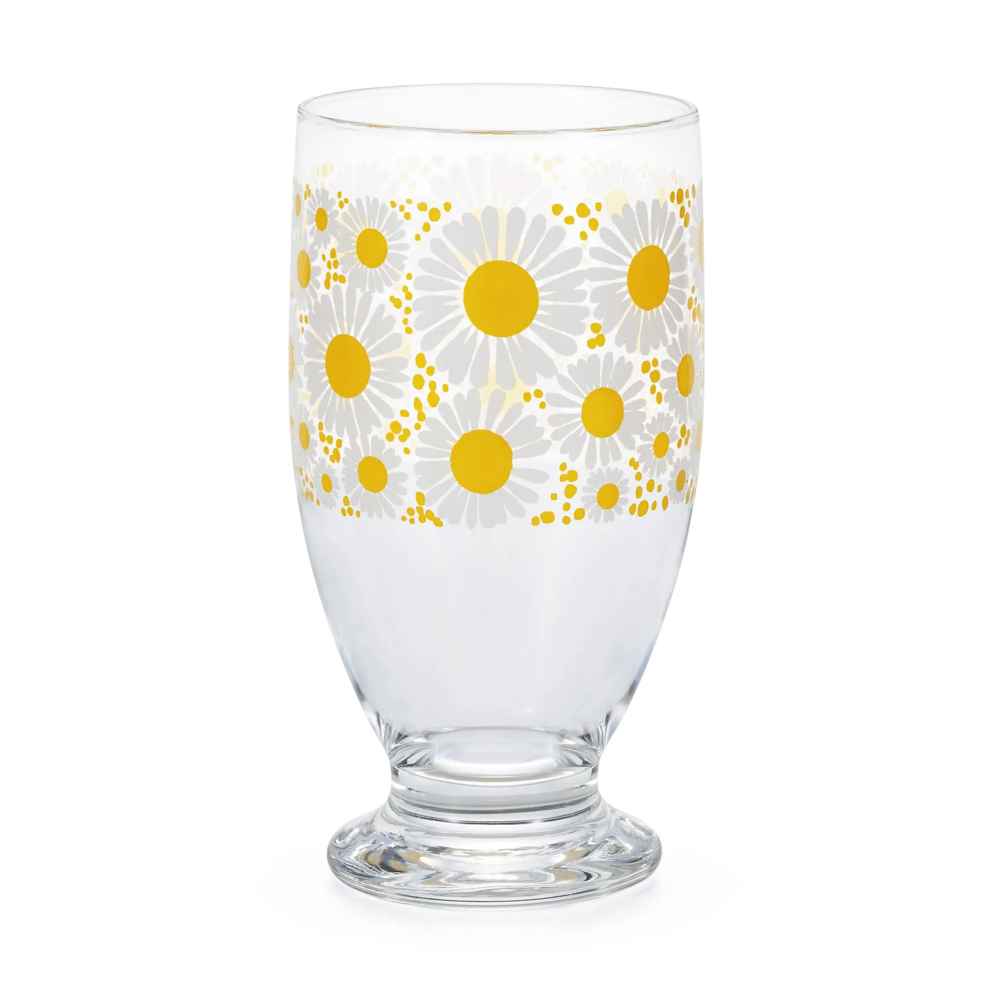 Retro Footed Glass Cup - Daisy Bloom