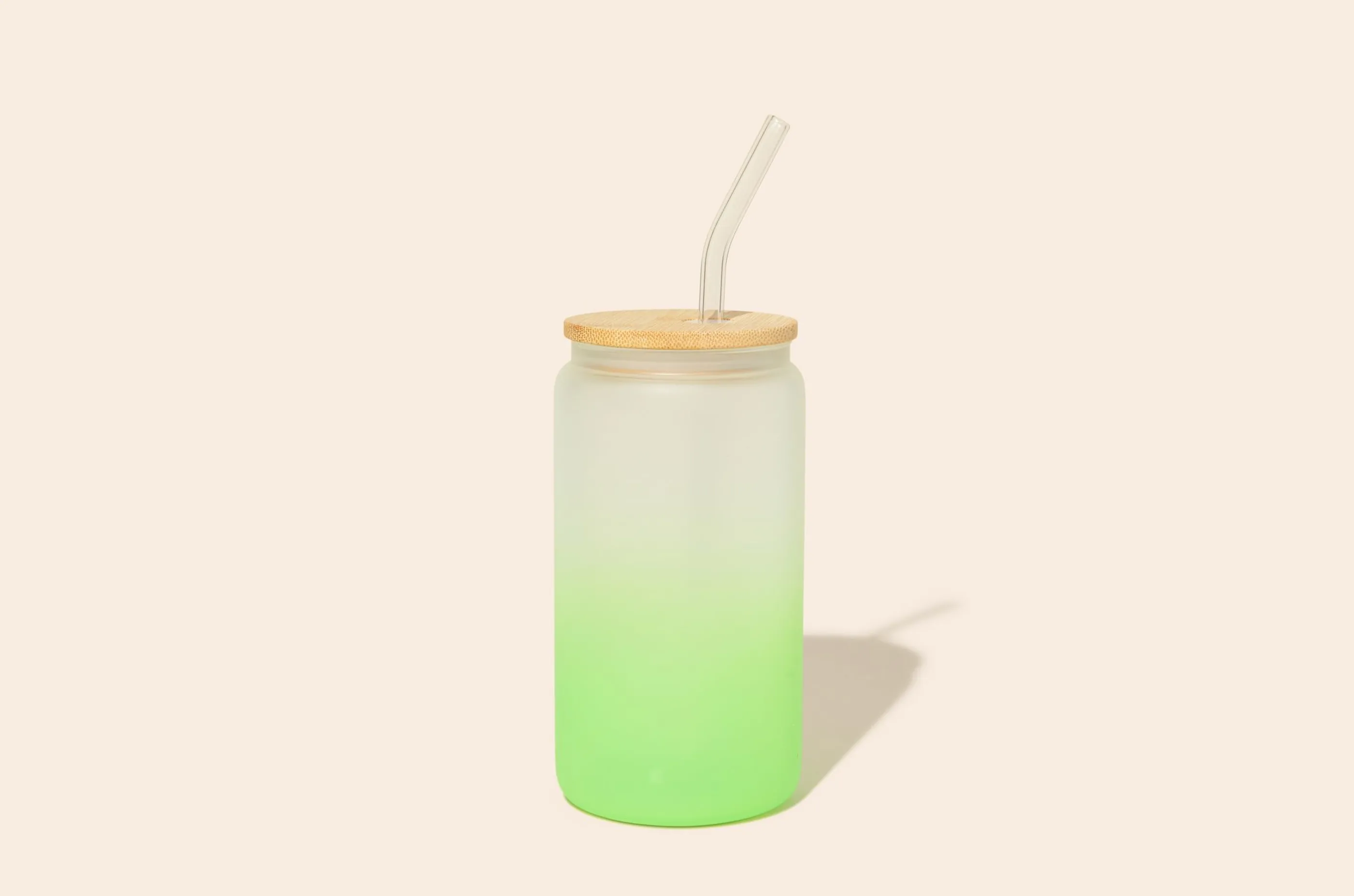 Reusable Glass Tumbler   Glass Straw - Green