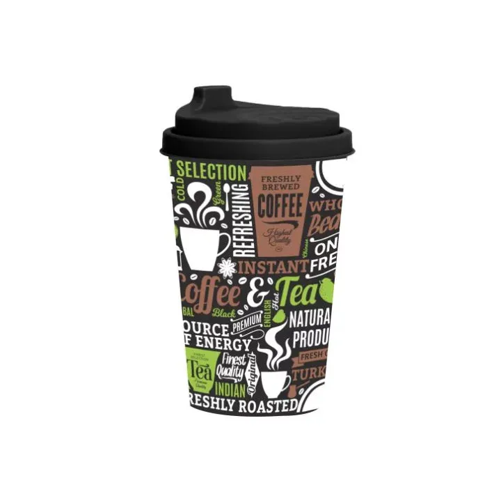 Reusable Takeaway Coffee Cup 340ml Printed Design Coffee&Tea