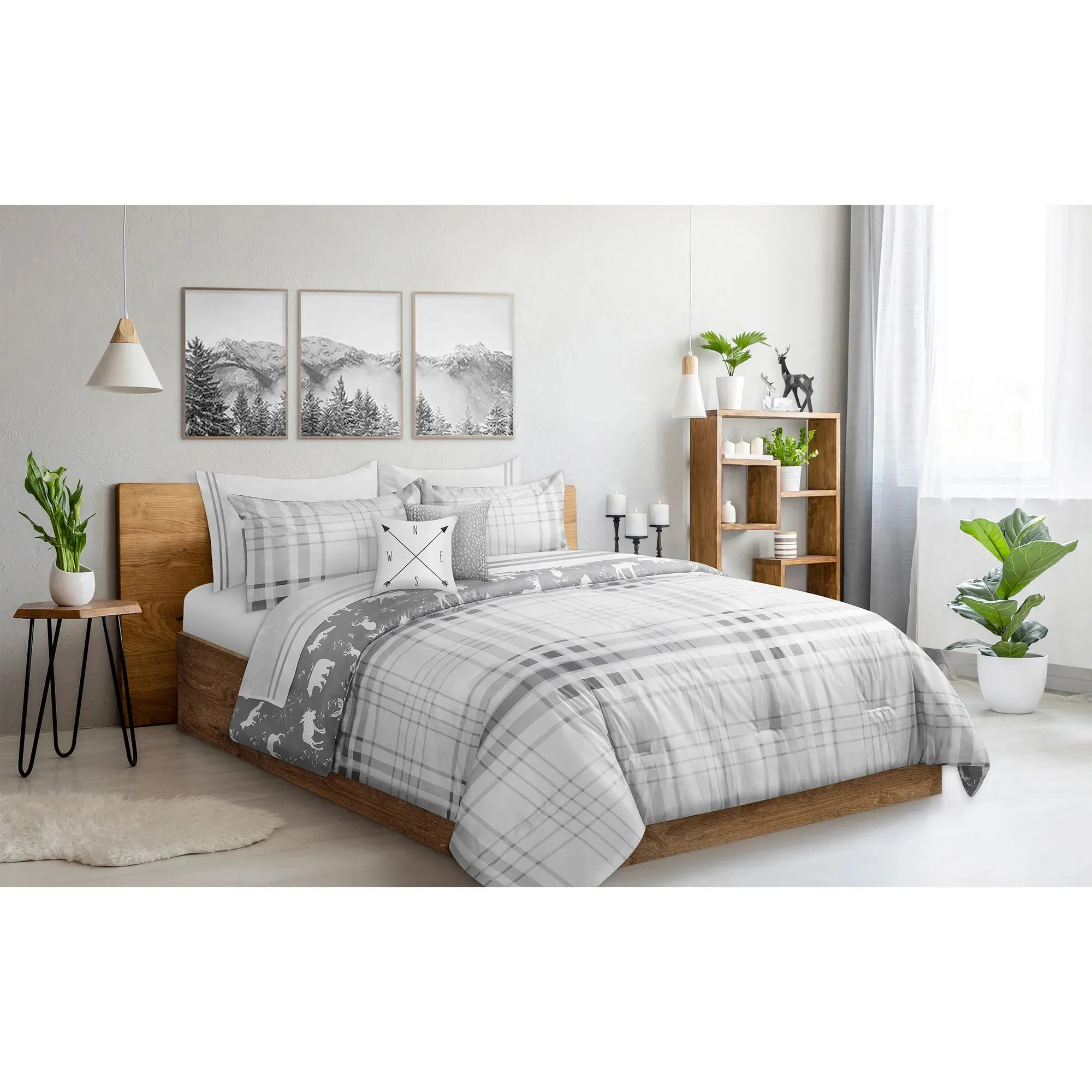 Reversible Grey Wildlife Comforter Set