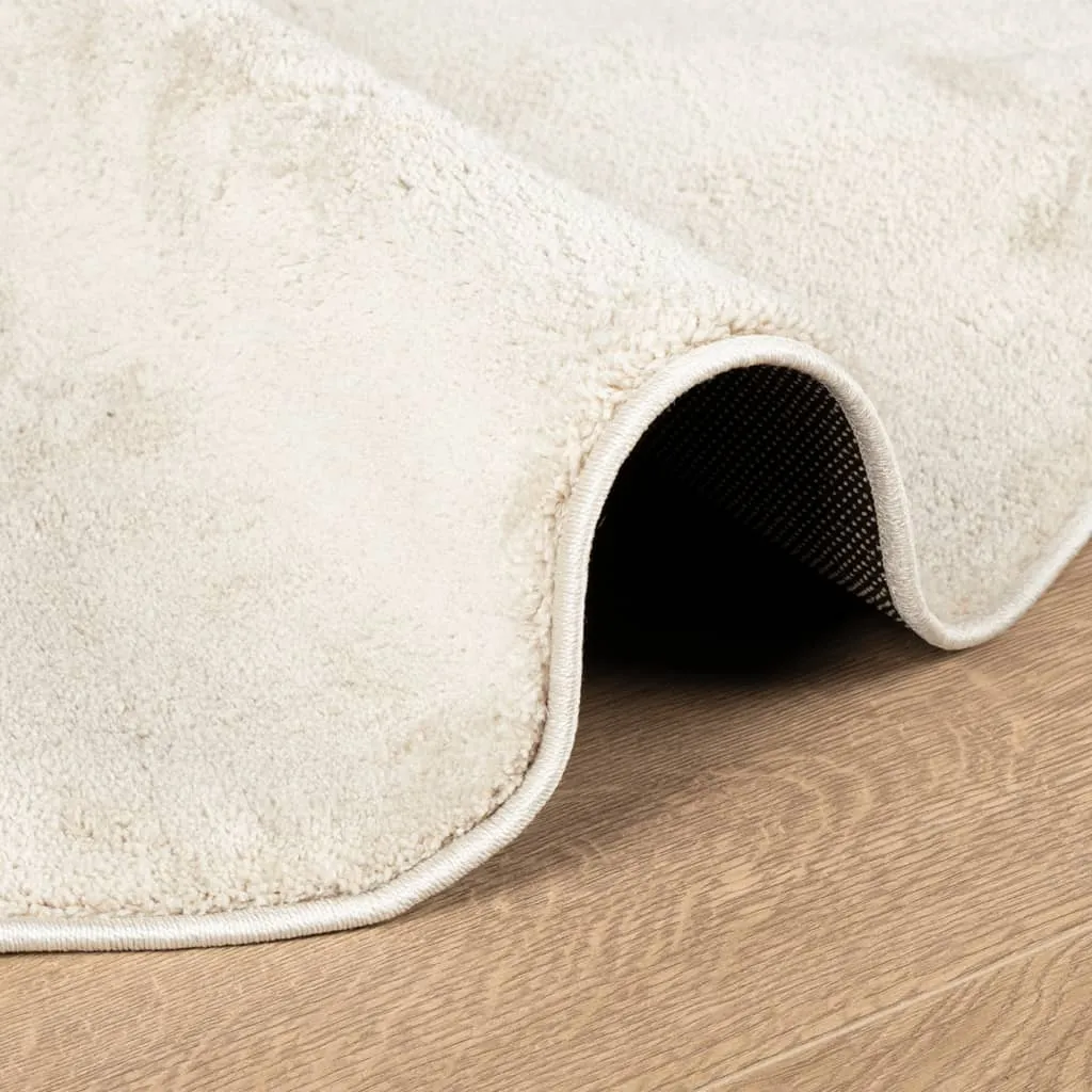 Rug OVIEDO Short Pile Beige Ø 80 cm