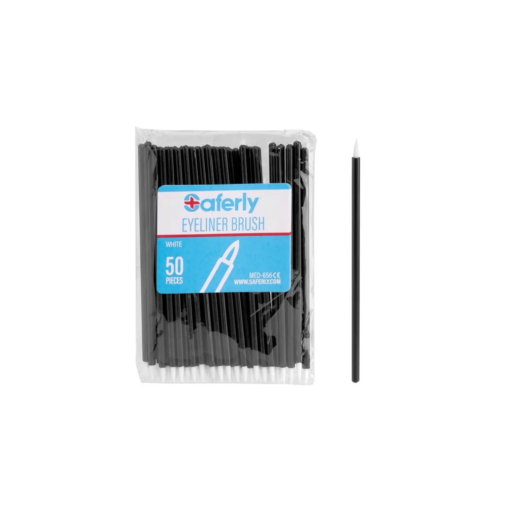 Saferly Disposable Eyeliner/Detail Brushes  — Pack of 50 — Pick Brush