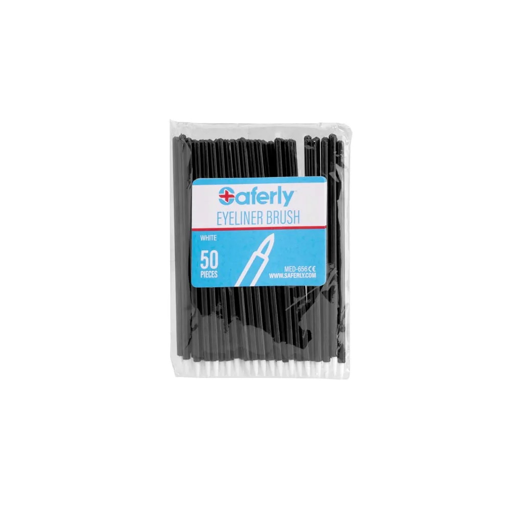 Saferly Disposable Eyeliner/Detail Brushes  — Pack of 50 — Pick Brush