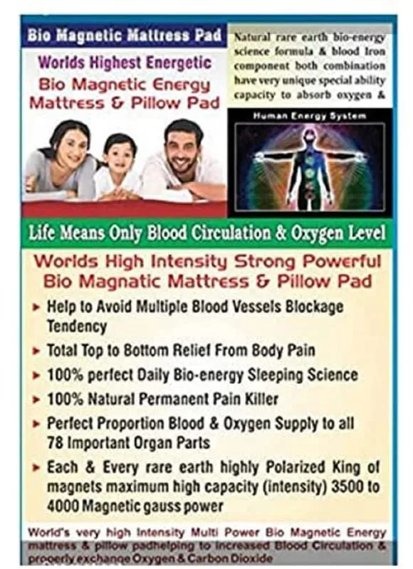 Saroj Enterprise Bio Magnetic Mattress Topper/Pad | 240 GSM Knitted Jacquard Fabric Mattress Pad (6 x 3 feet)