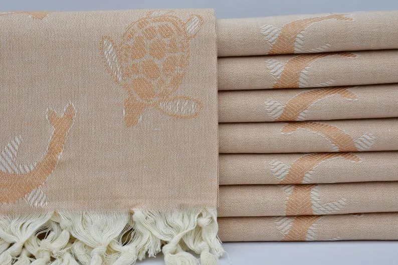 Sea Turtles and Dolphins 100% Cotton Original Turkish Towels