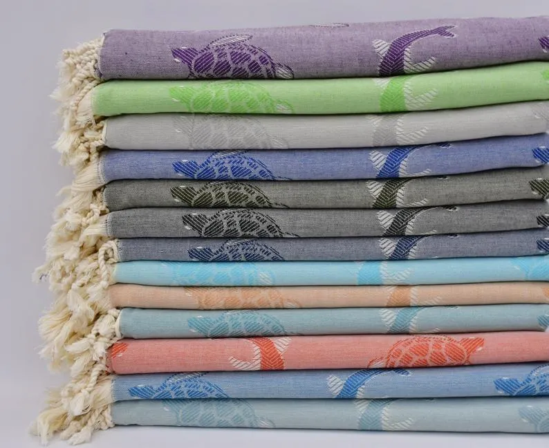 Sea Turtles and Dolphins 100% Cotton Original Turkish Towels