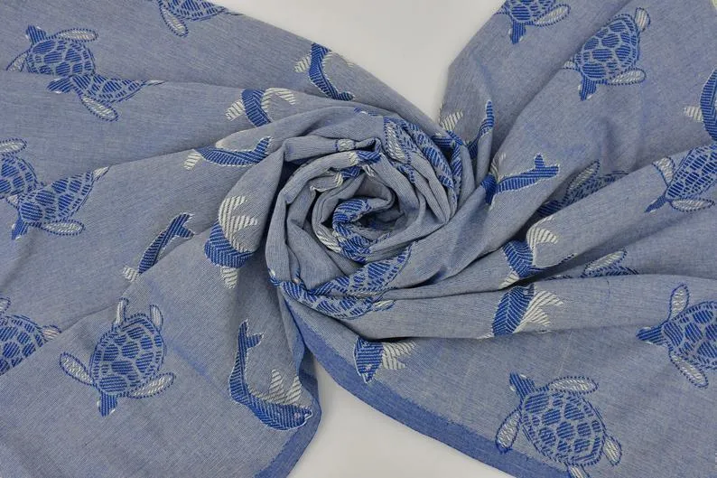 Sea Turtles and Dolphins 100% Cotton Original Turkish Towels