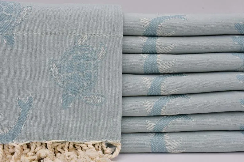 Sea Turtles and Dolphins 100% Cotton Original Turkish Towels