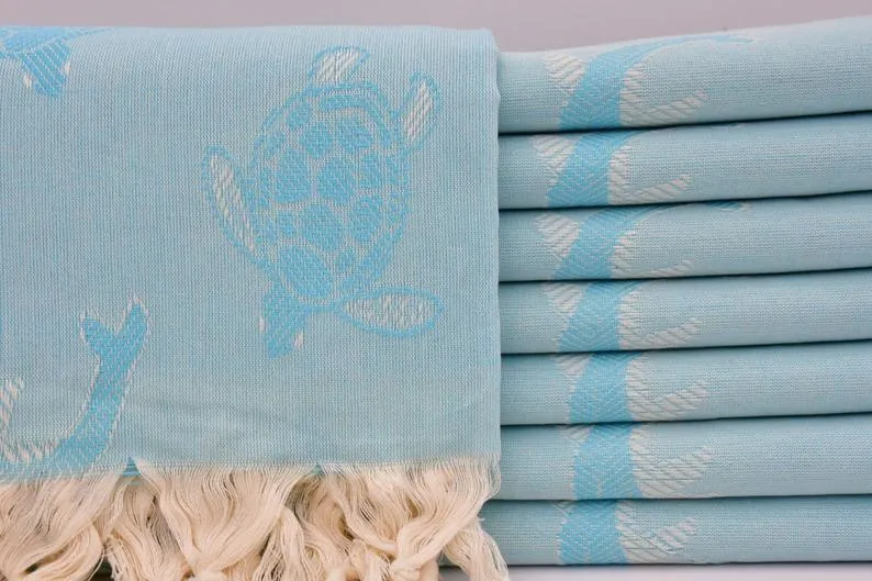 Sea Turtles and Dolphins 100% Cotton Original Turkish Towels