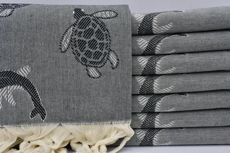 Sea Turtles and Dolphins 100% Cotton Original Turkish Towels