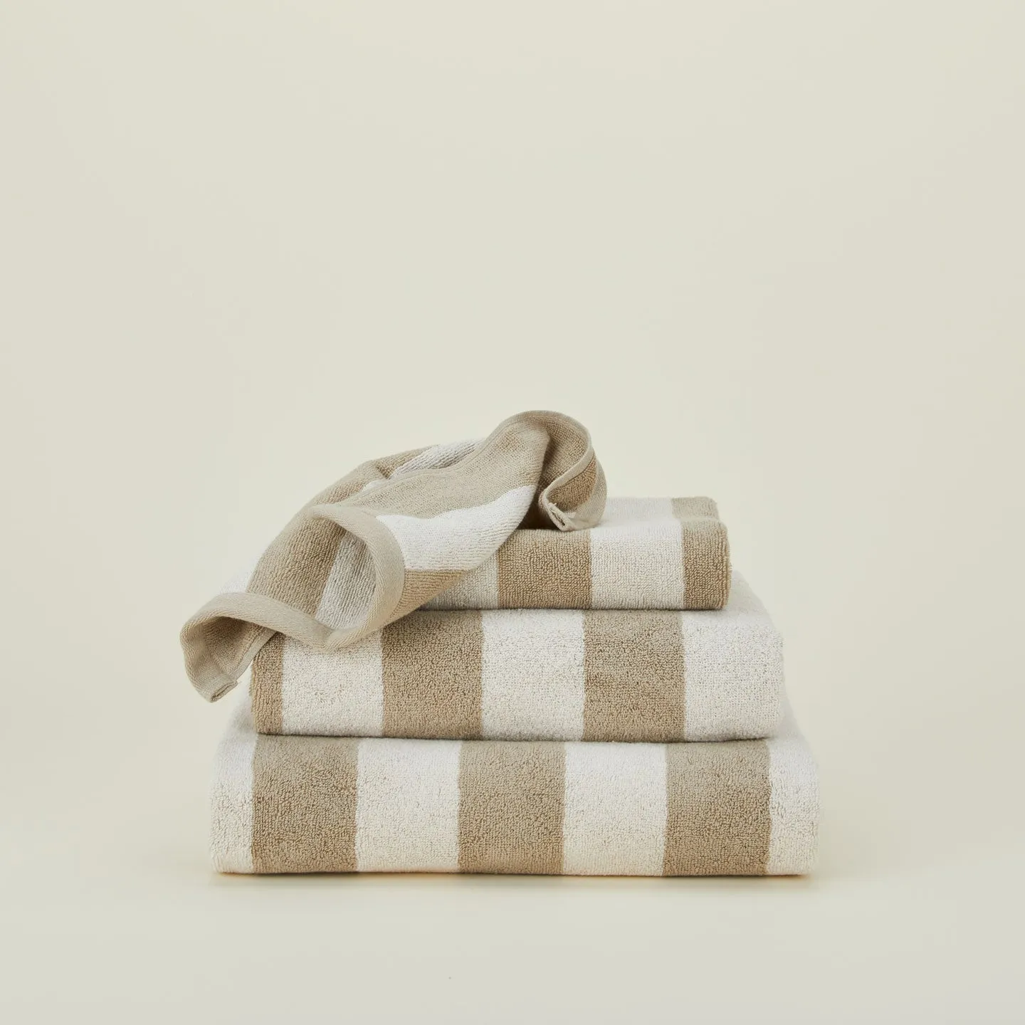 Simple Striped Terry Towel - Ivory/Flax