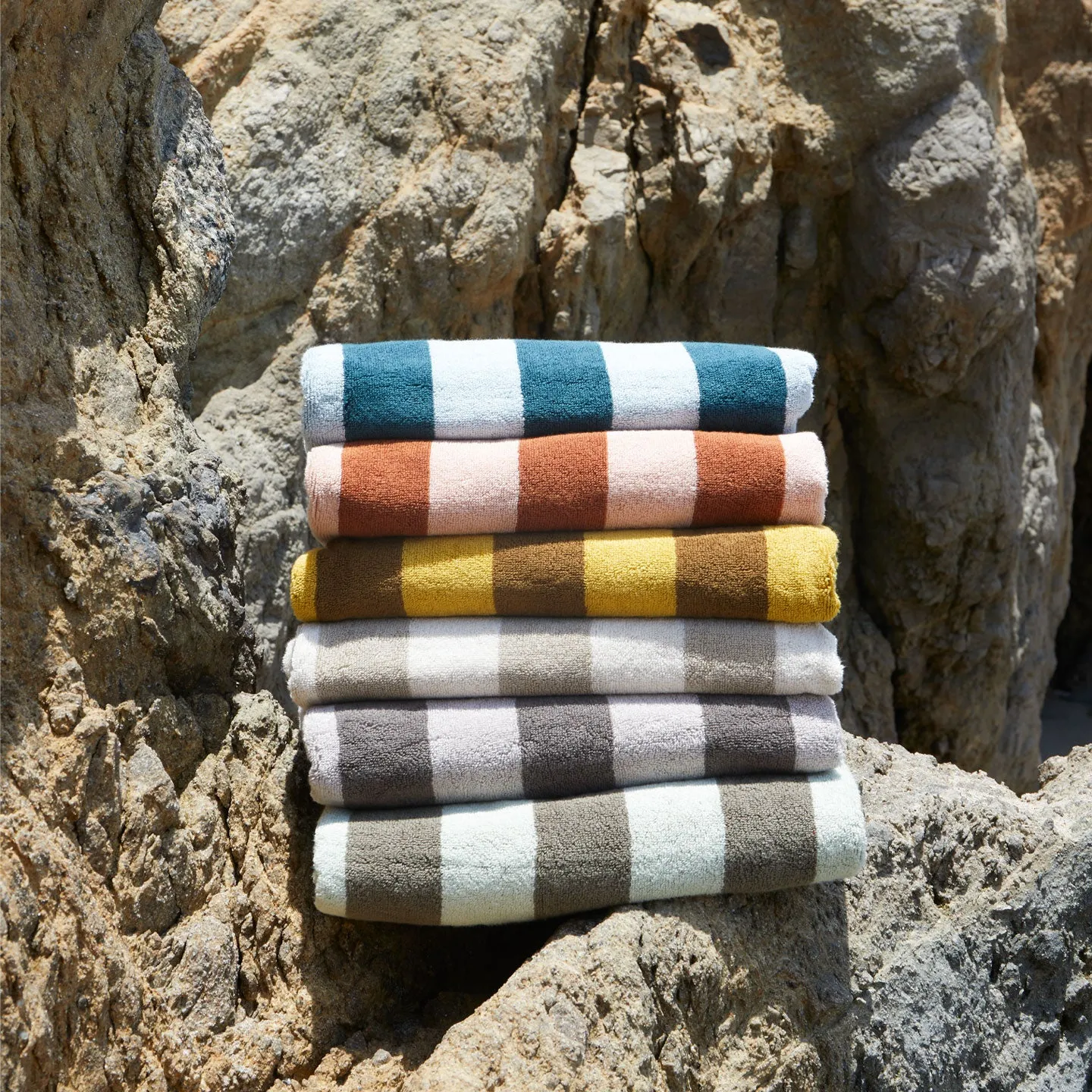 Simple Striped Terry Towel - Ivory/Flax