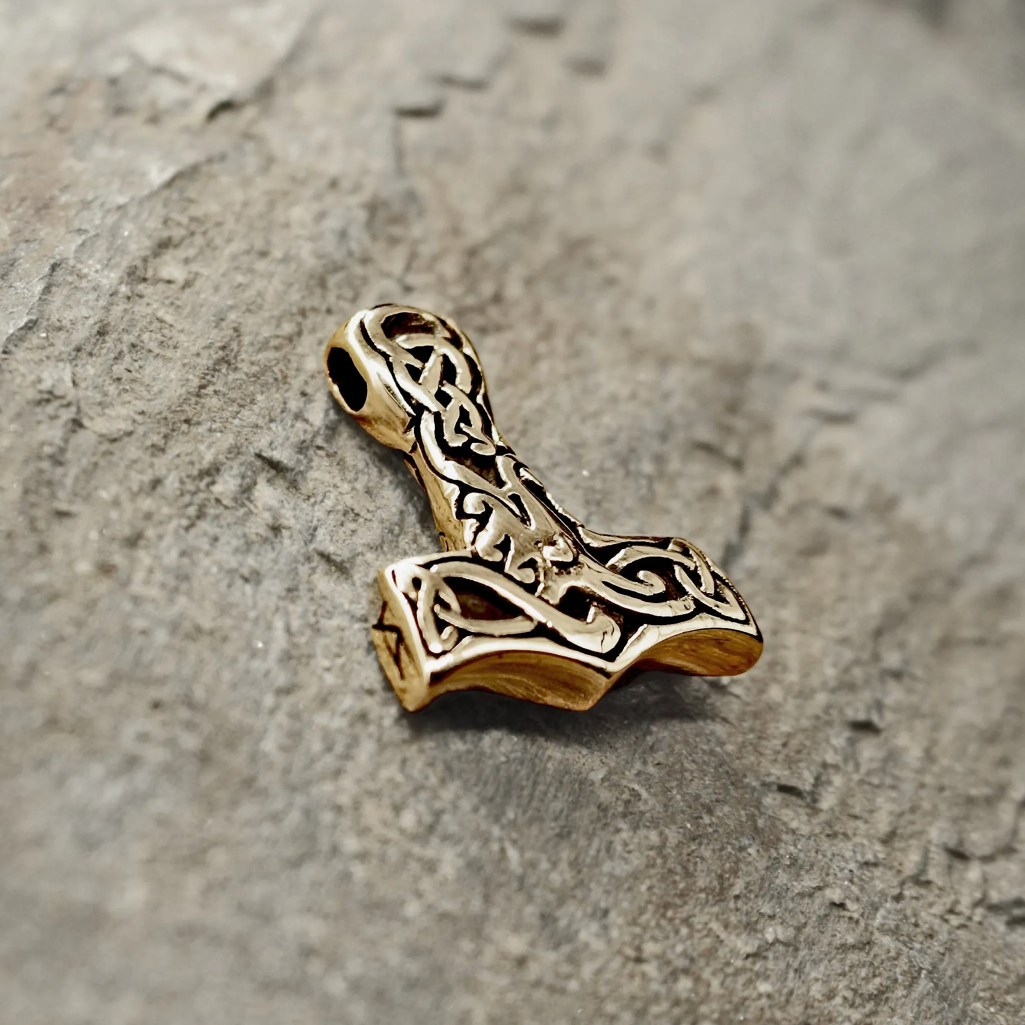 Small Bronze Interlace Thors Hammer Pendant