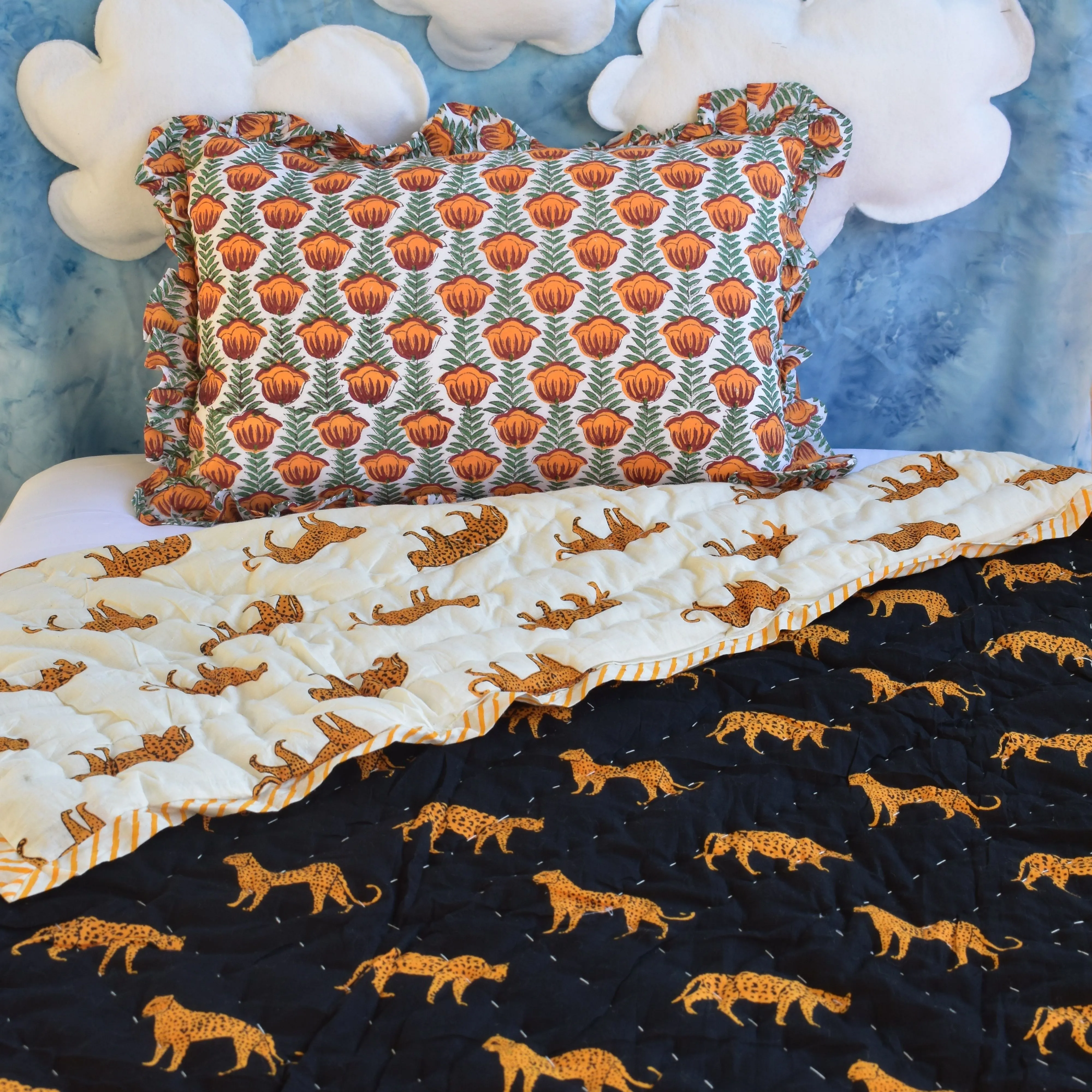 Soft Muslin Cotton Reversible Baby Quilt - Bagheera / Leopard