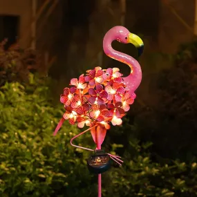 Solar Garden Pathway Flamingo Peacock Stake Metal Light