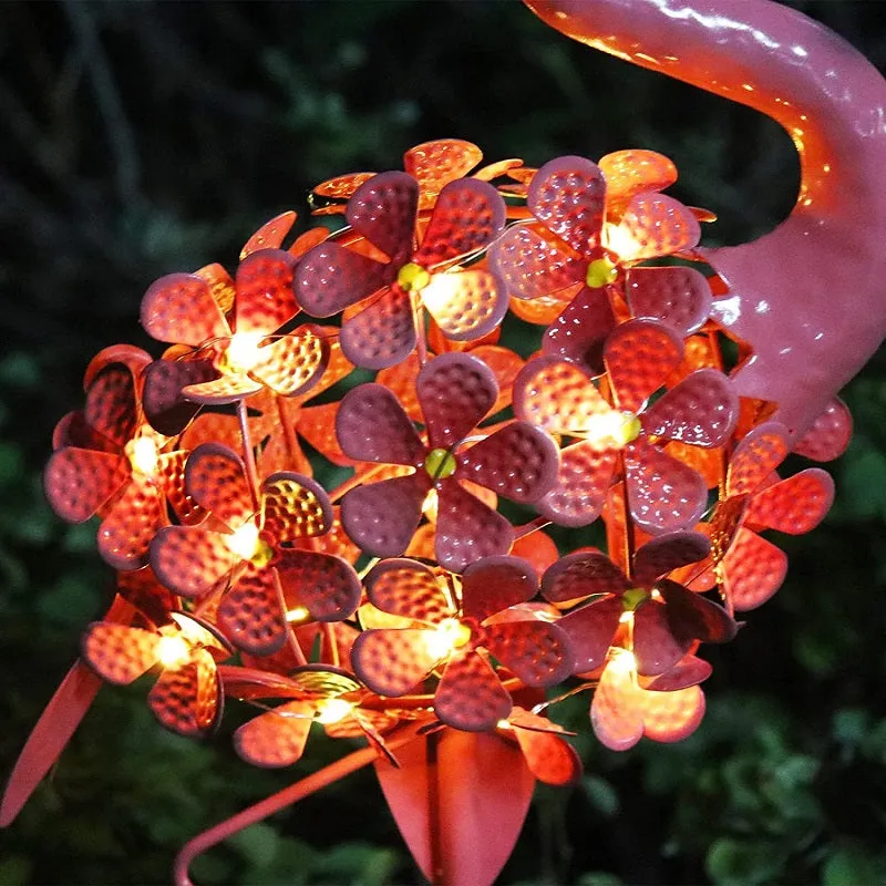 Solar Garden Pathway Flamingo Peacock Stake Metal Light