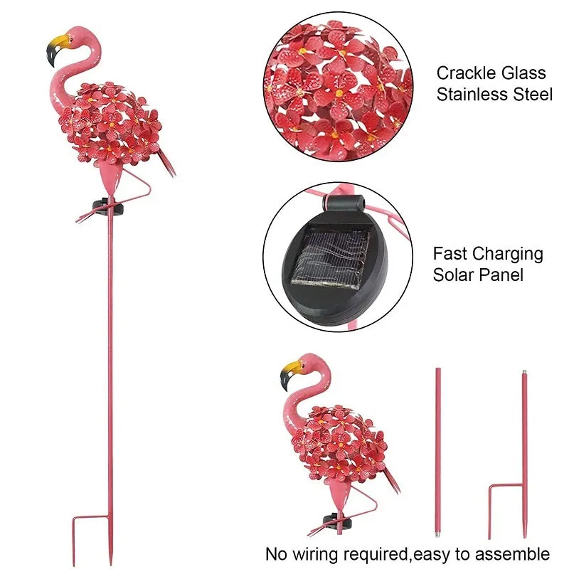 Solar Garden Pathway Flamingo Peacock Stake Metal Light