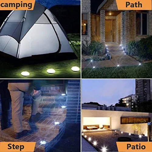 Solar Ground Light Outdoor, Kalurab Upgraded Waterproof Outdoor Solar Landscape Lighting with 8 LED,4 Pack LED Landscape Pathway Lights IP65 Waterproof Underground Solar Light for Driveway, Pathway, Patio, Lawn, Square, Pool, Yard(White)