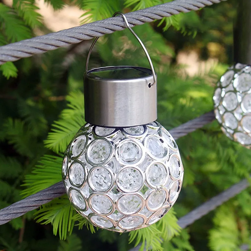 Solar LED Hanging Light Lantern Waterproof Hollow Out Ball Lamp for Outdoor Garden Yard Patio