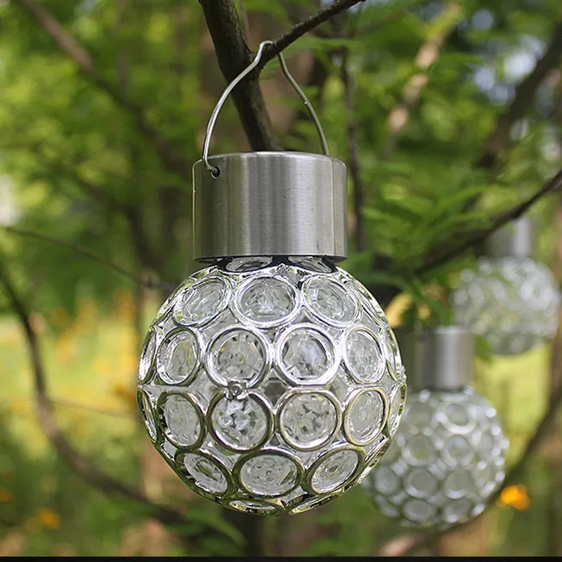 Solar LED Hanging Light Lantern Waterproof Hollow Out Ball Lamp for Outdoor Garden Yard Patio