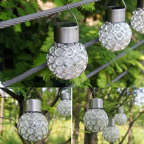 Solar LED Hanging Light Lantern Waterproof Hollow Out Ball Lamp for Outdoor Garden Yard Patio