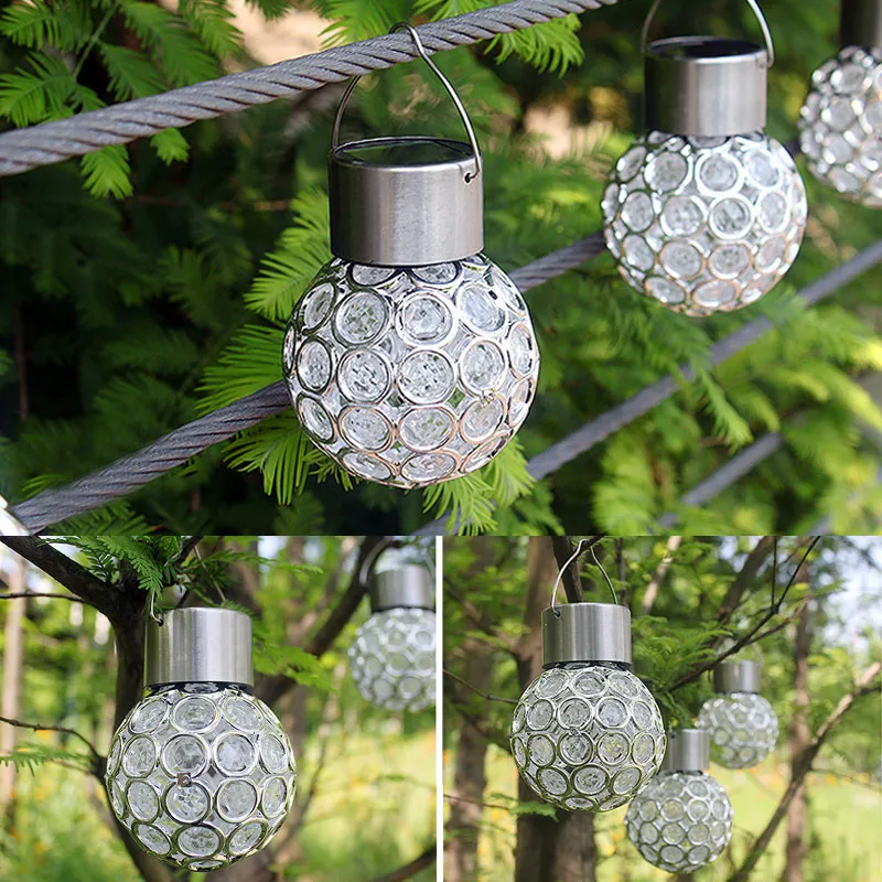 Solar LED Hanging Light Lantern Waterproof Hollow Out Ball Lamp for Outdoor Garden Yard Patio