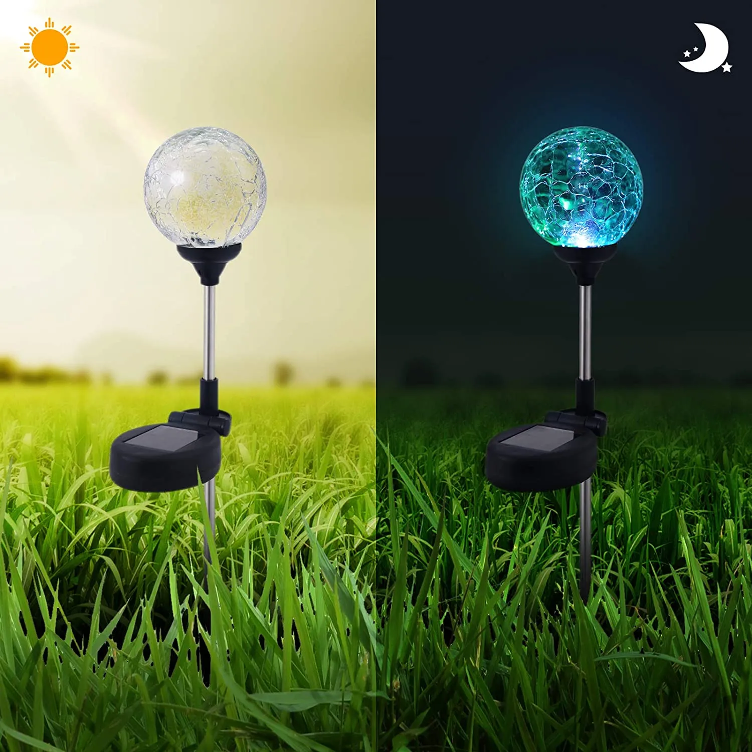 Solar Outdoor Garden Light Landscape Ball Stake Lights, 6 Pack