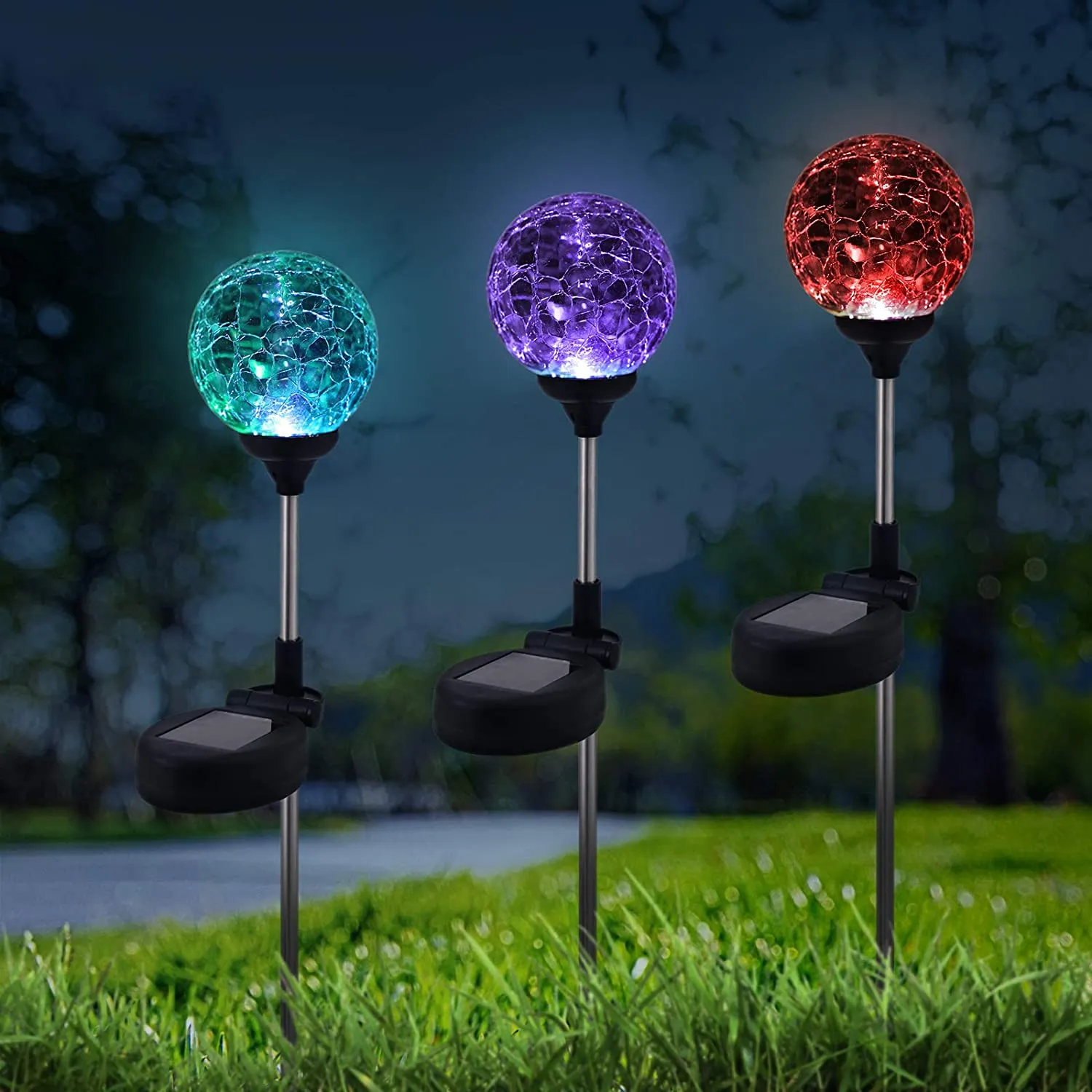 Solar Outdoor Garden Light Landscape Ball Stake Lights, 6 Pack