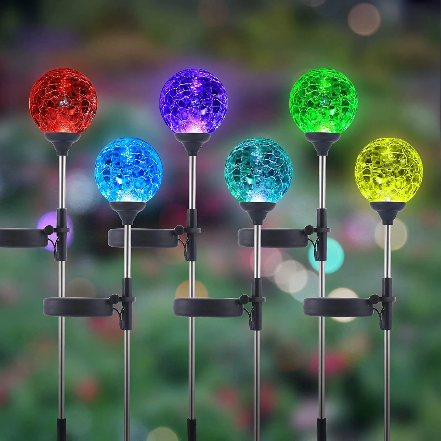 Solar Outdoor Garden Light Landscape Ball Stake Lights, 6 Pack