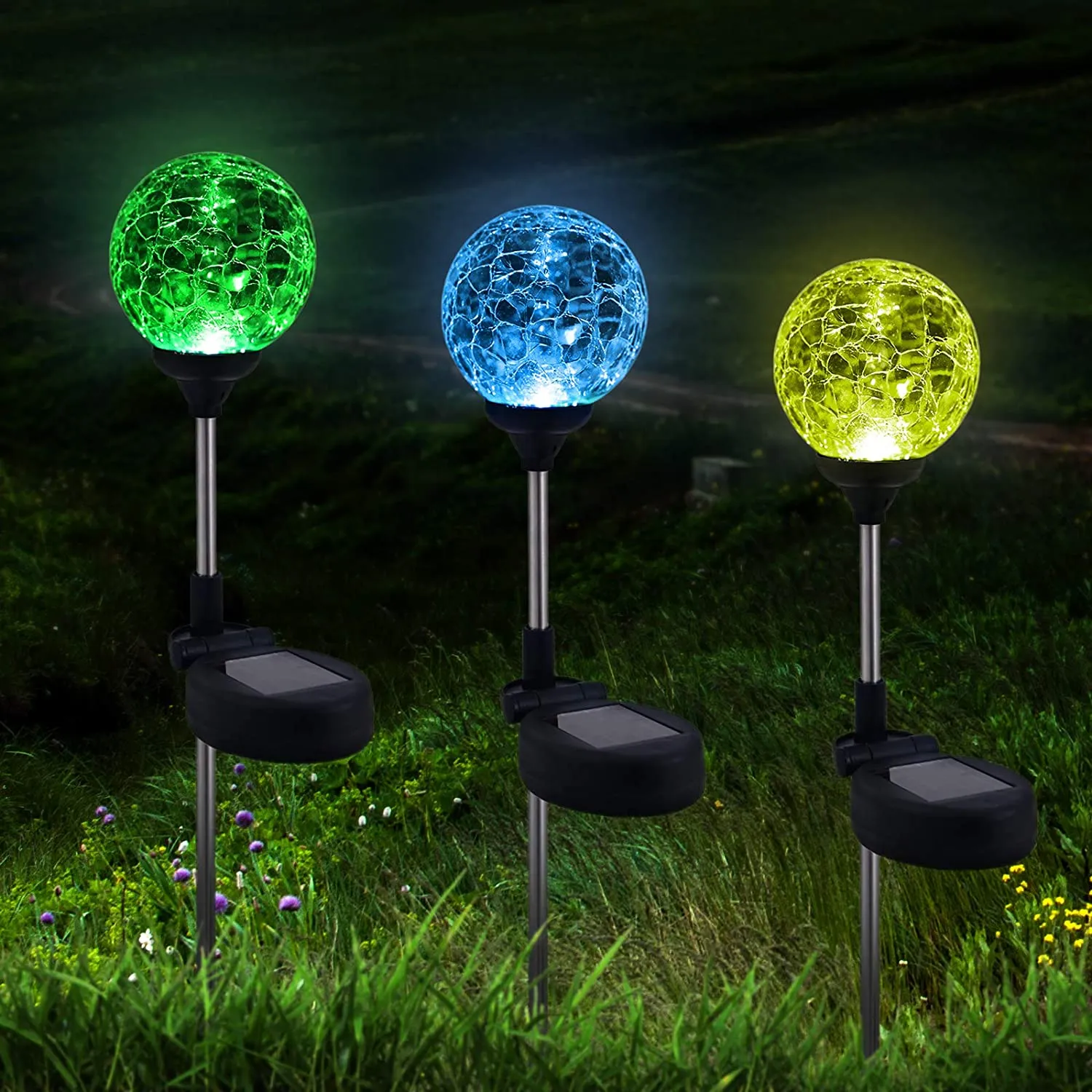 Solar Outdoor Garden Light Landscape Ball Stake Lights, 6 Pack