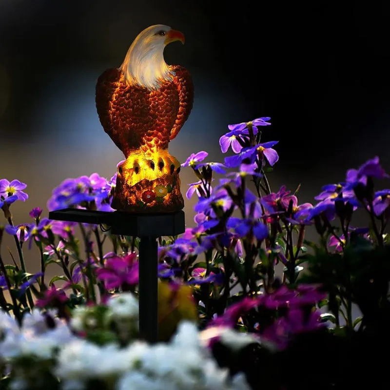 Solar powered owl lawn light for garden decoration