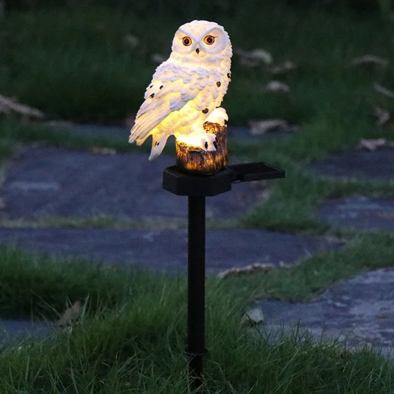 Solar powered owl lawn light for garden decoration