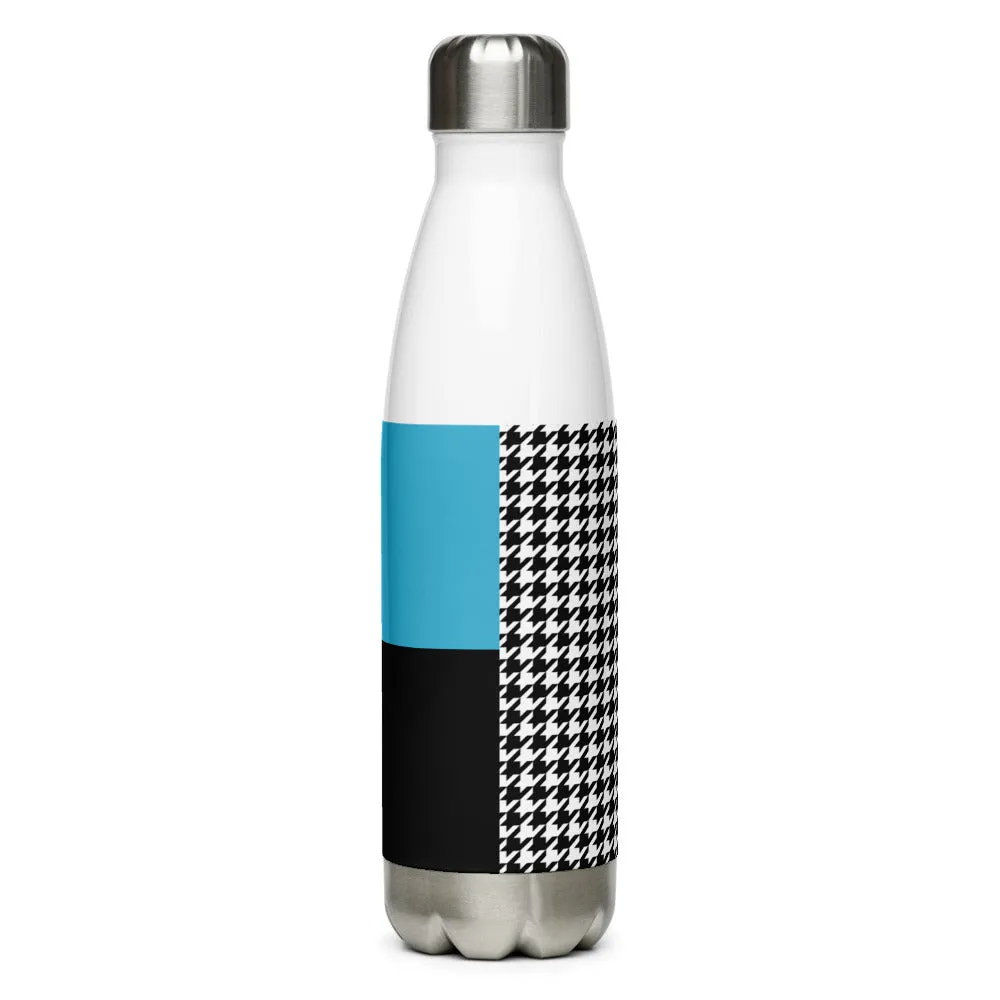 Stainless Steel Water Bottle Teal and Houndstooth