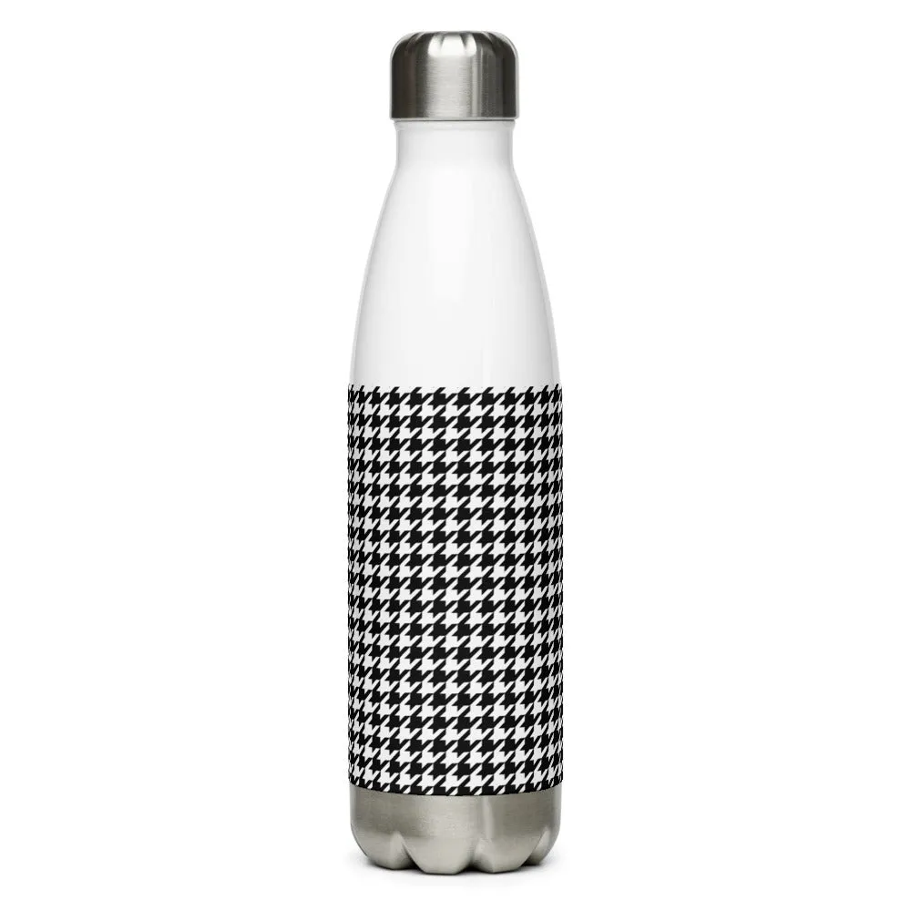 Stainless Steel Water Bottle Teal and Houndstooth