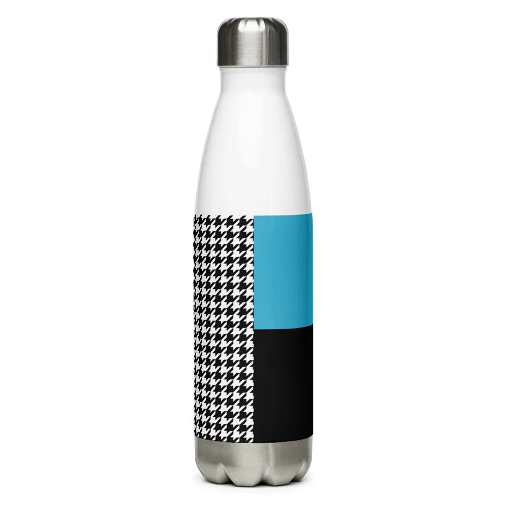 Stainless Steel Water Bottle Teal and Houndstooth