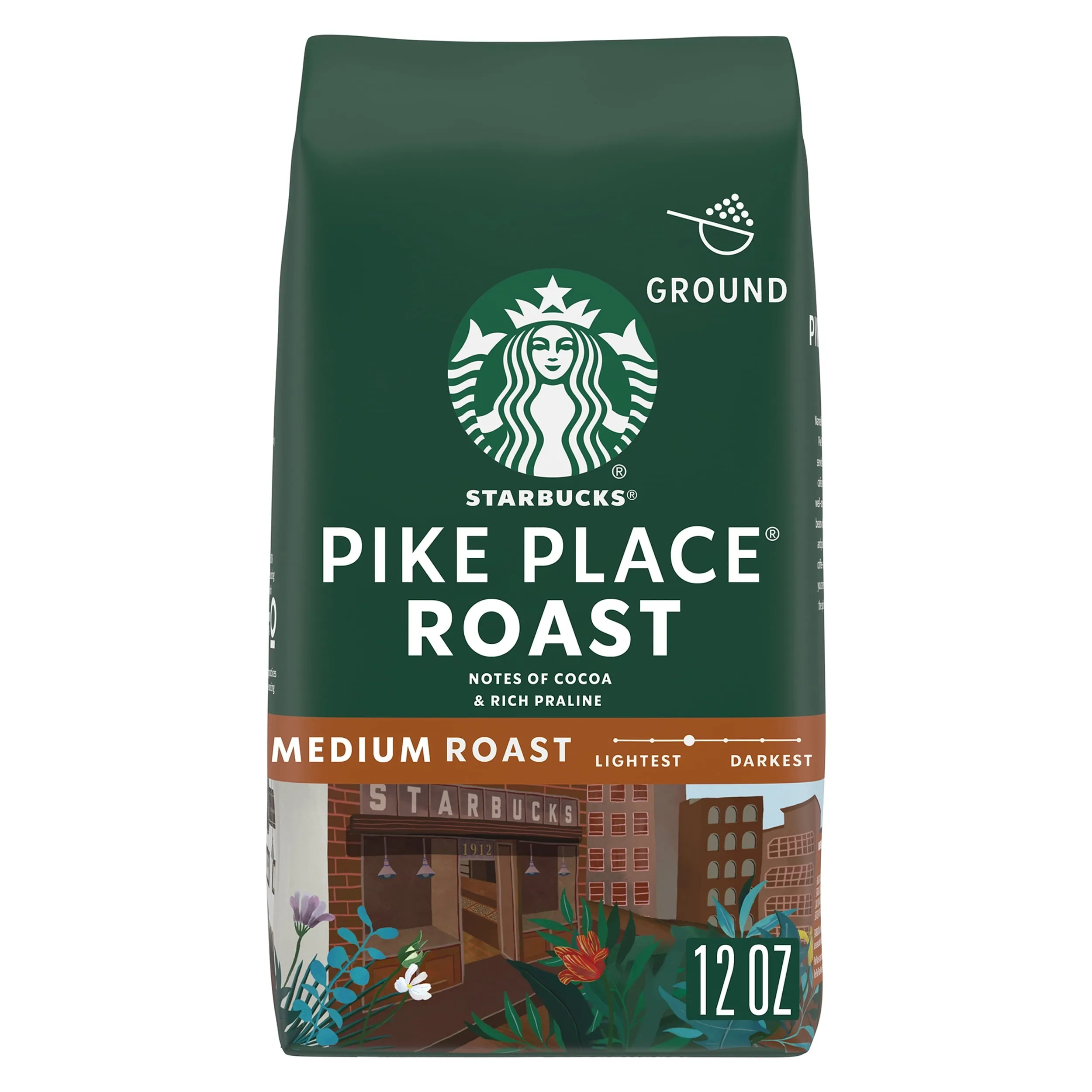 Starbucks Pike Place Roast, Medium Roast Ground Coffee, 100% Arabica, 12 oz