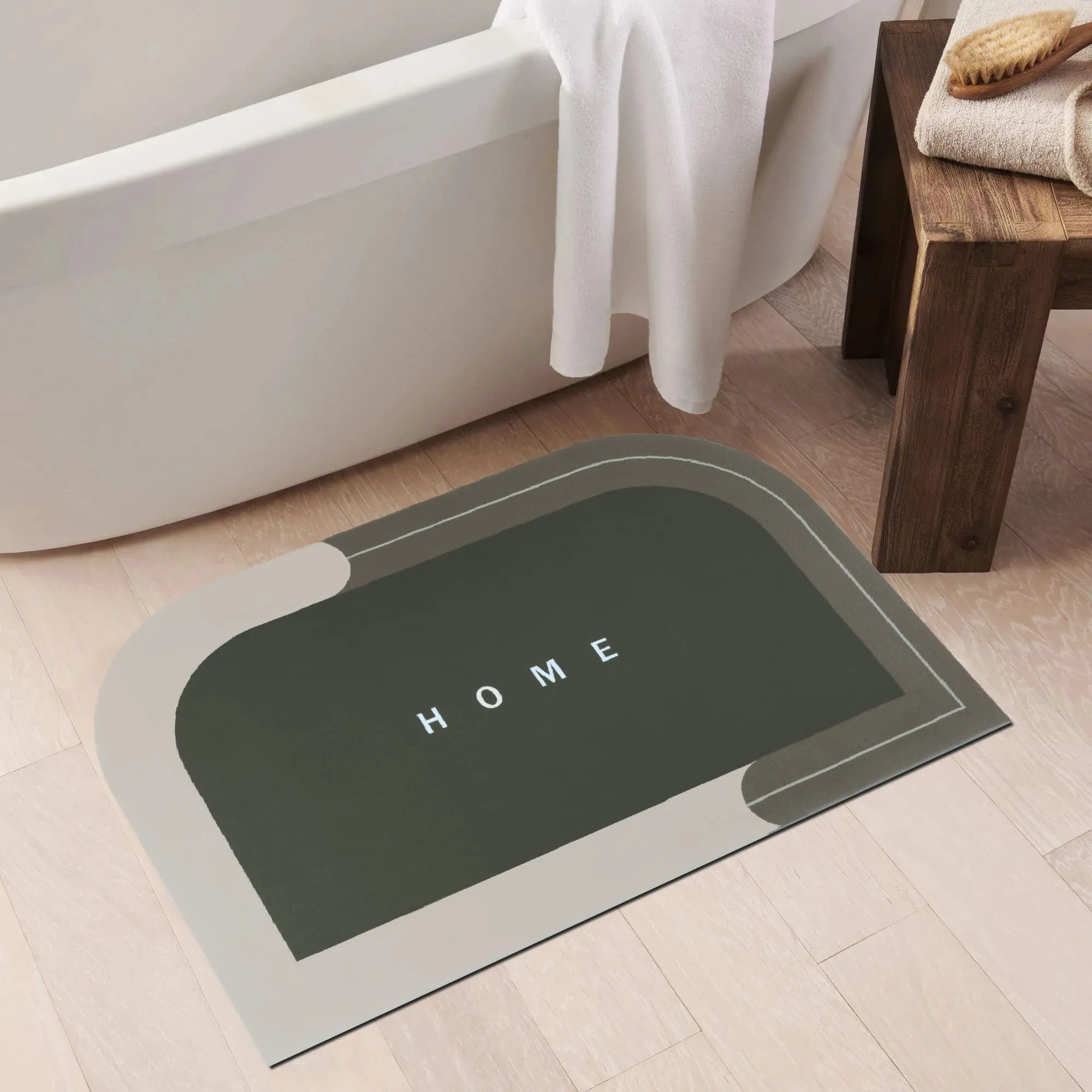 Story@Home Silicone Mat Non-Skid Bottom Rectangular Shape Bathroom Mat Pack Of 1 Solid Sophistication Silver Mist