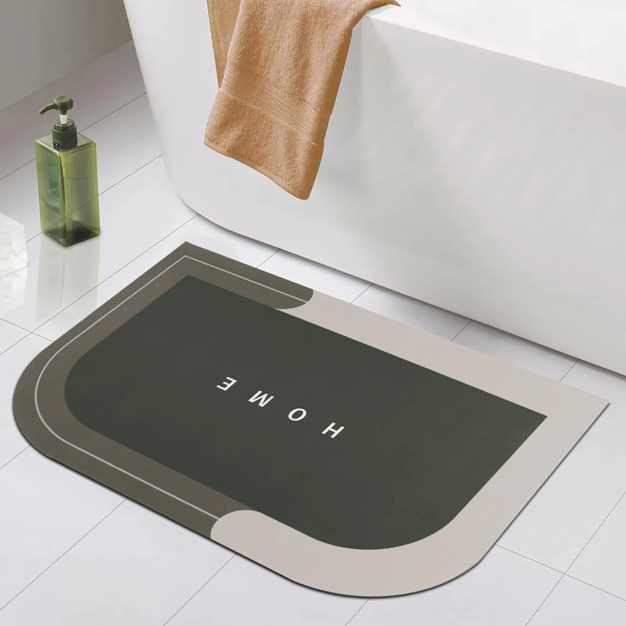 Story@Home Silicone Mat Non-Skid Bottom Rectangular Shape Bathroom Mat Pack Of 1 Solid Sophistication Silver Mist