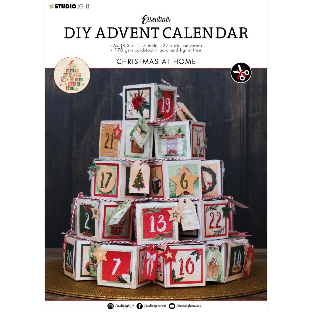 Studio Light Essentials - DIY Die-Cut Block Advent Calendar - Nr. 28, Christmas At Home*