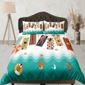 Summer beach mood duvet cover coastal grandma  bedding set full queen king, aesthetic room decor, ocean lover gift seaman, beach lover