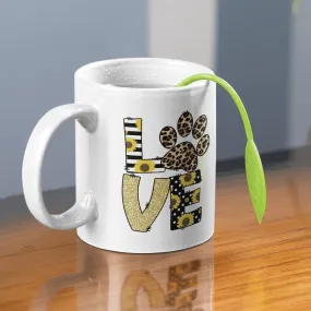 Sunflower Leopard Floral Paw Love Mug