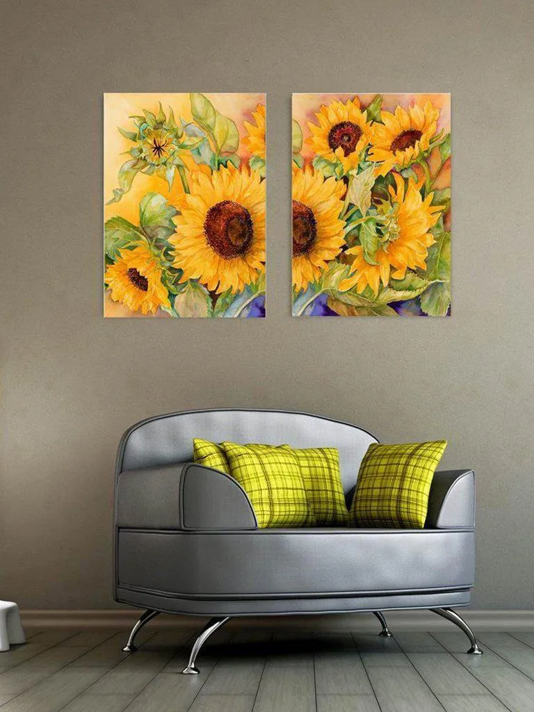 Sunflower Print Cloth Art 2pcs