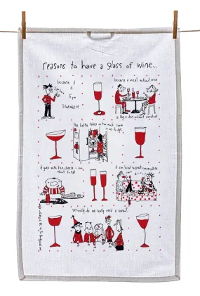 Tea Towel - Reasons to have a glass of wine (English & French)