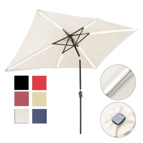 TheLAShop Rectangular Patio Umbrella Tilt Umbrella w/ Lights 10x6.5 ft 6-Rib