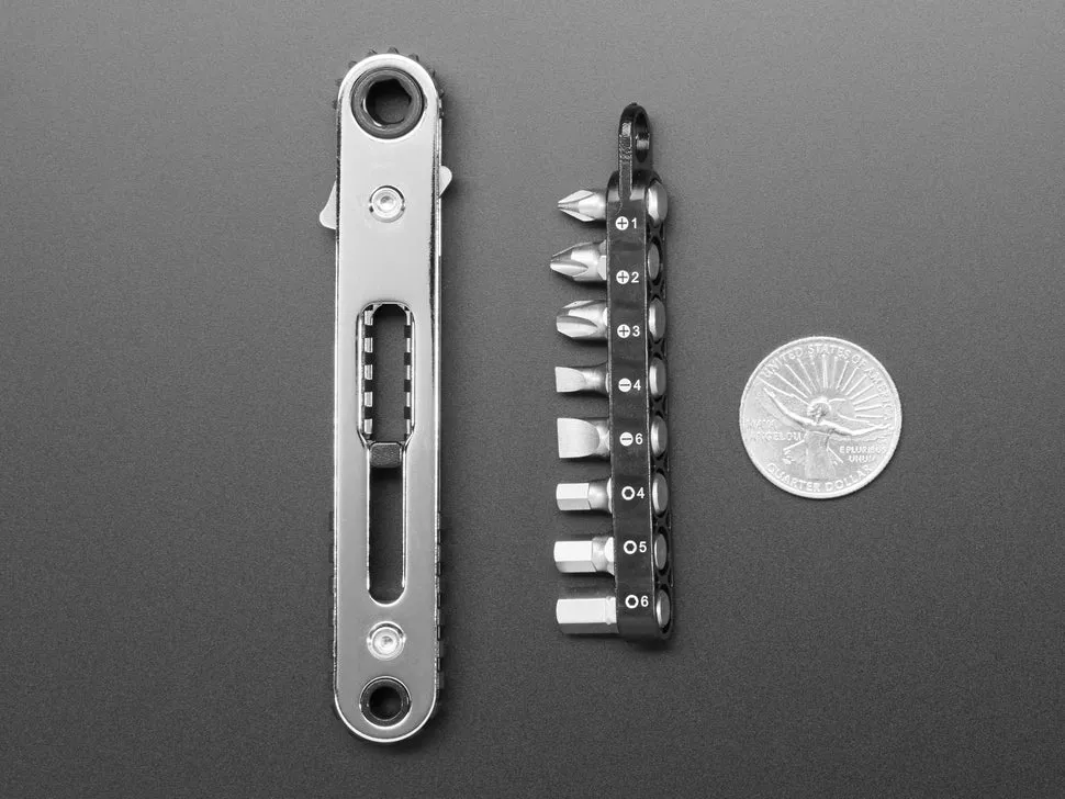 Thin Right Angle Ratchet Wrench Set with 9 Bits