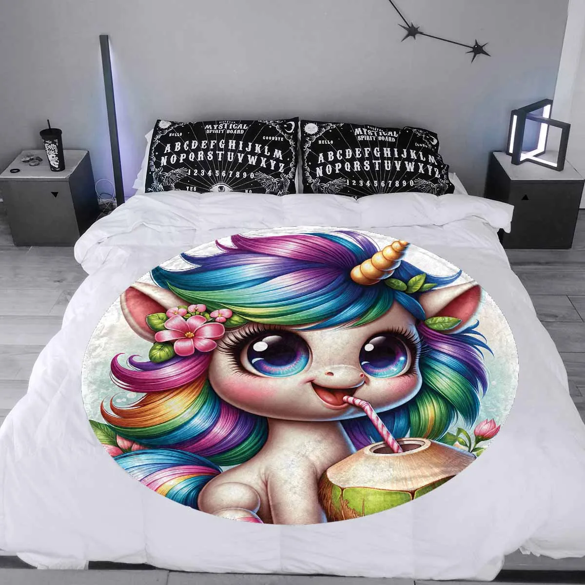 Unicorn_Awd35130  Circular Micro Fleece Blanket 47"